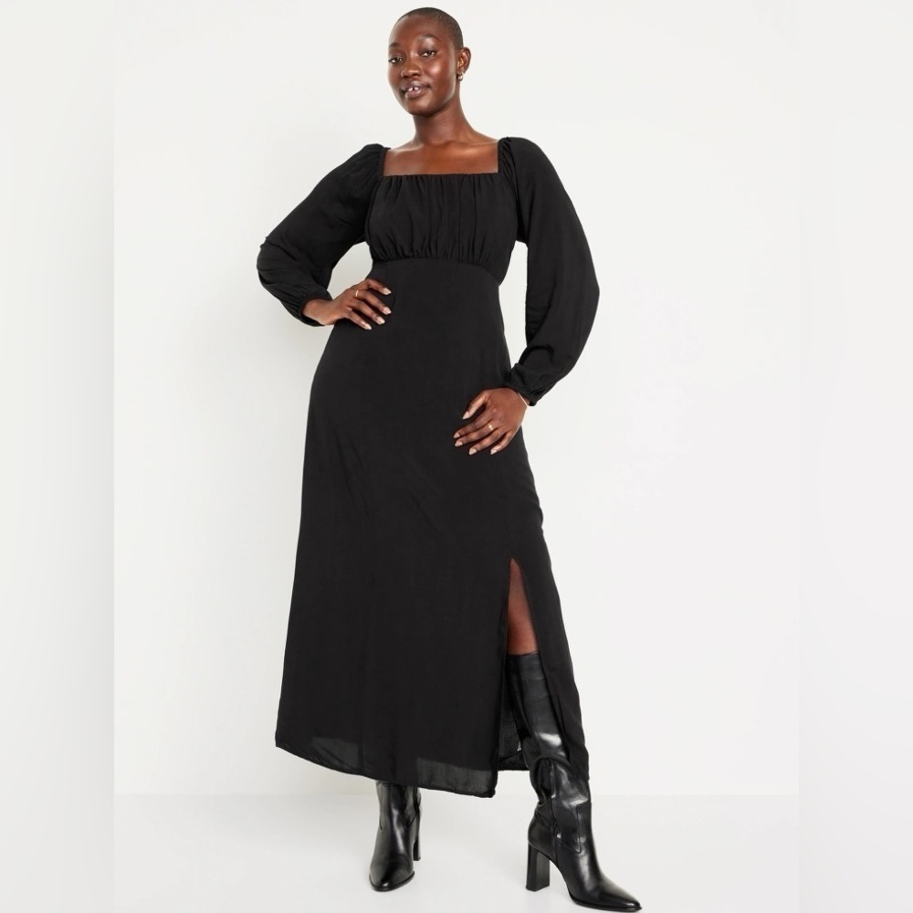 NEW! Black Waist-Defined Square-Neck Maxi Dress - Multiple Sizes 🫐 #753030 - Picture 5 of 9